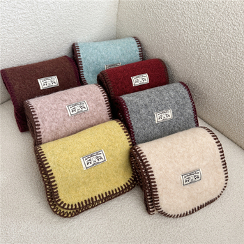 Vuneni šal za djecu, uzorak usklađenih boja, pravokutni oblik, jesen-zima 2025, održava toplinu