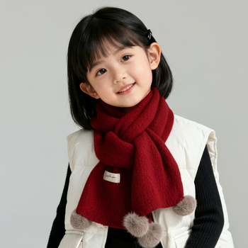 Maogepao šal unisex zima, pleteni vuneni miks, s pomponima