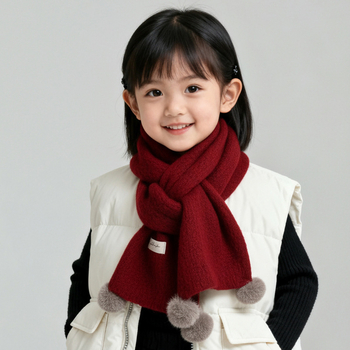 Maogepao šal unisex zima, pleteni vuneni miks, s pomponima