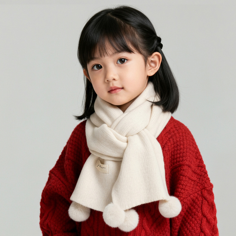 Maogepao šal unisex zima, pleteni vuneni miks, s pomponima