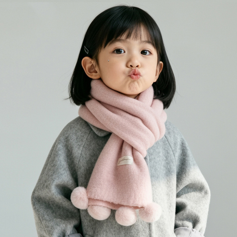 Maogepao šal unisex zima, pleteni vuneni miks, s pomponima