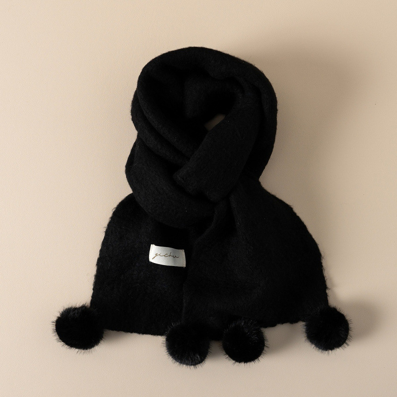 Maogepao šal unisex zima, pleteni vuneni miks, s pomponima