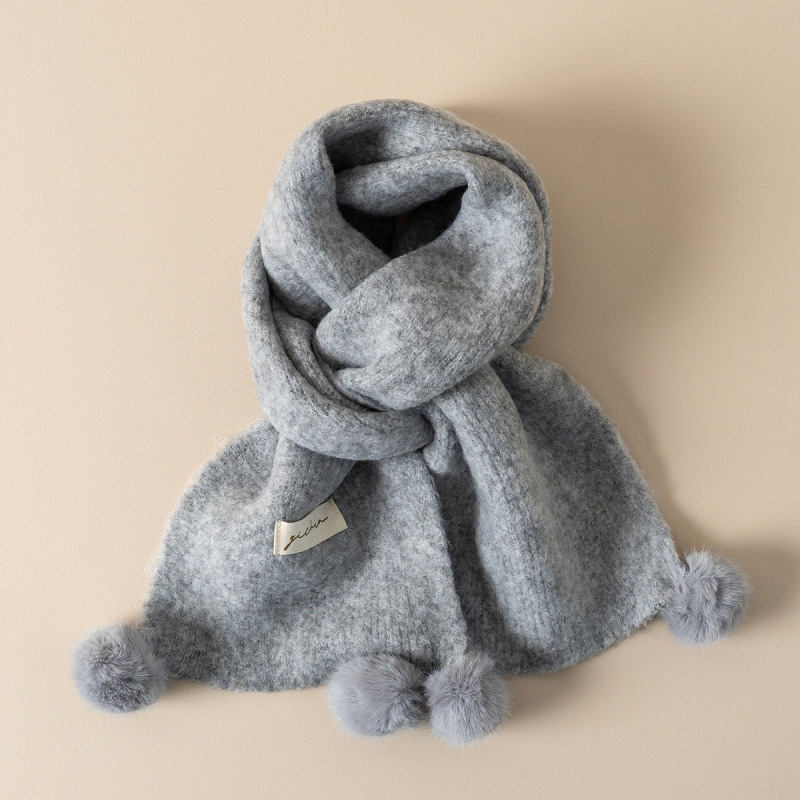 Maogepao šal unisex zima, pleteni vuneni miks, s pomponima