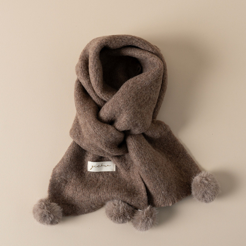 Maogepao šal unisex zima, pleteni vuneni miks, s pomponima