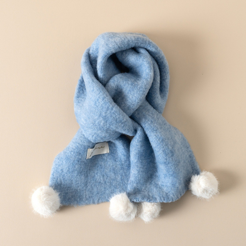 Maogepao šal unisex zima, pleteni vuneni miks, s pomponima