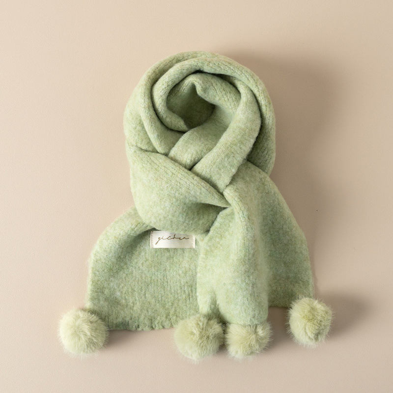 Maogepao šal unisex zima, pleteni vuneni miks, s pomponima