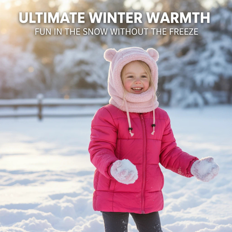 Dječja kapuljača s integriranom maskom i ovratnikom – plišana zimska kapa, otporna na vjetar za skijanje i vožnju biciklom, dob 4-12 godina