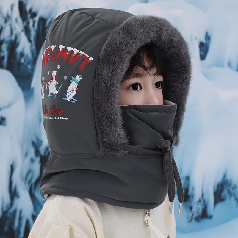 Dječja kapa s kapuljačom za zimu, flis podstava, zaštita vrata, otporna na vjetar, kupolasti oblik s kratkim rubom