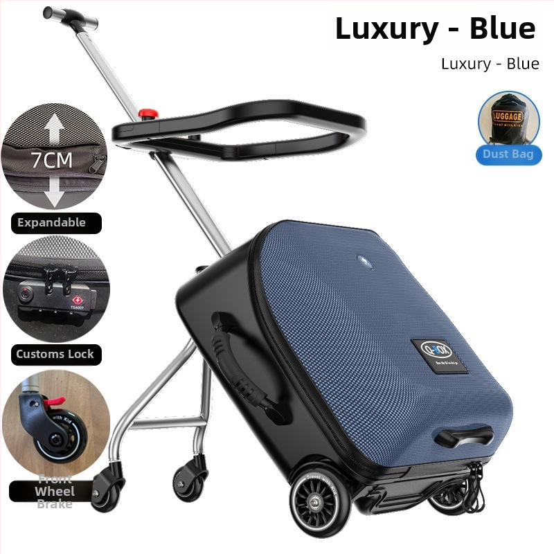 QBOX dječji prtljag za sjedenje na putovanju – otvaranje na zip, TSA kombinacijski lokot, PC materijal, univerzalni kotačići, 4,5 kg