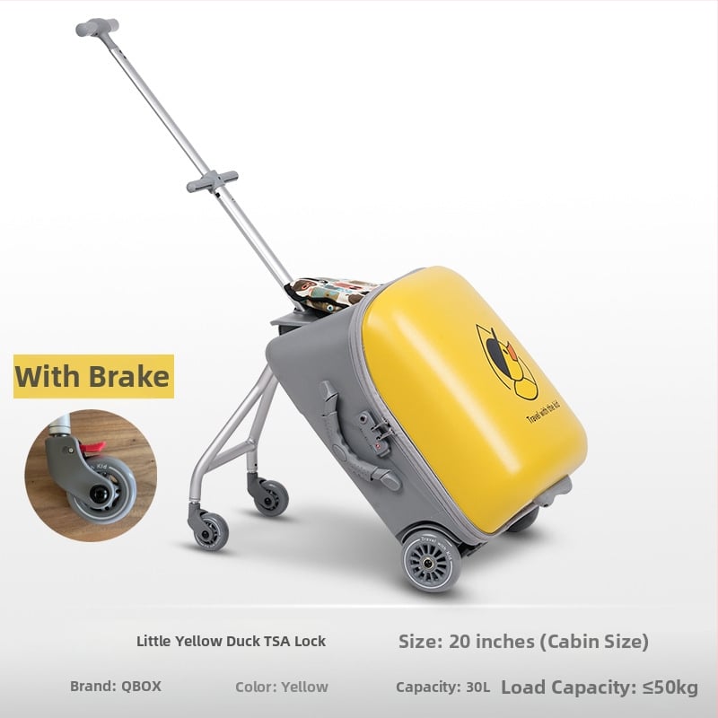 QBOX dječji prtljag za sjedenje na putovanju – otvaranje na zip, TSA kombinacijski lokot, PC materijal, univerzalni kotačići, 4,5 kg