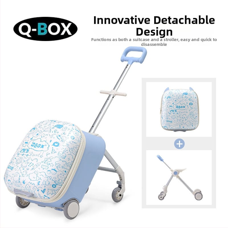 QBOX dječji prtljag za sjedenje na putovanju – otvaranje na zip, TSA kombinacijski lokot, PC materijal, univerzalni kotačići, 4,5 kg