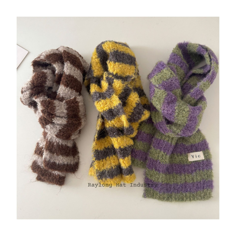 Šal za bebe, vuneni pleteni s prugastim uzorkom, unisex, topao i mekan, svestran srednje duljine