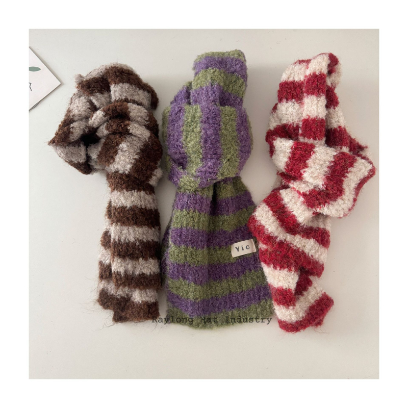 Šal za bebe, vuneni pleteni s prugastim uzorkom, unisex, topao i mekan, svestran srednje duljine