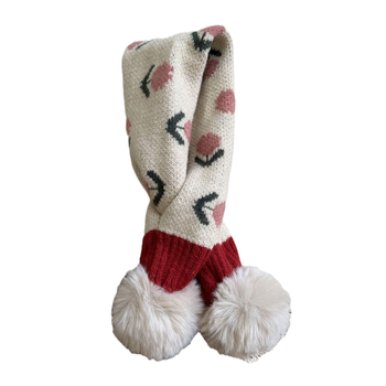 Dječji zimski pleteni šal za vrat za djevojčice, korejsko-japanski stil, motiv tulipana, džakard pletenje, održava toplinu