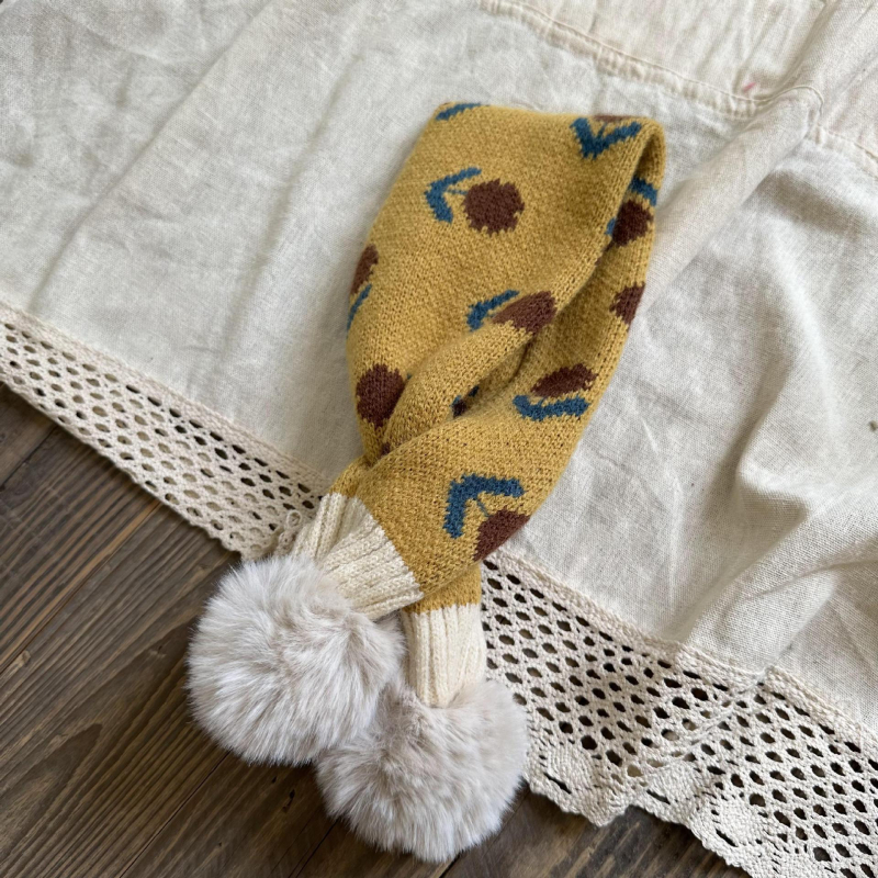 Dječji zimski pleteni šal za vrat za djevojčice, korejsko-japanski stil, motiv tulipana, džakard pletenje, održava toplinu