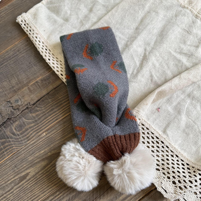 Dječji zimski pleteni šal za vrat za djevojčice, korejsko-japanski stil, motiv tulipana, džakard pletenje, održava toplinu