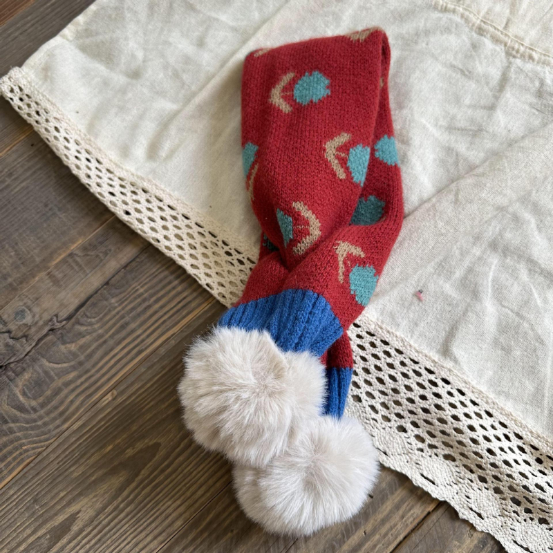 Dječji zimski pleteni šal za vrat za djevojčice, korejsko-japanski stil, motiv tulipana, džakard pletenje, održava toplinu