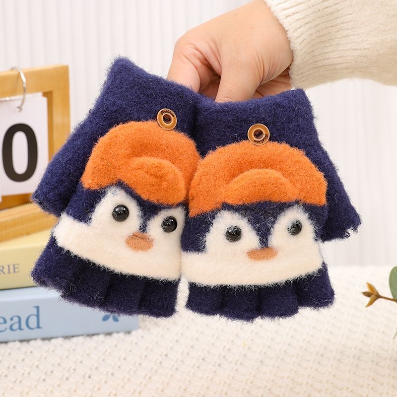 Dječje rukavice s flis podstavom, debele i tople, s preklopnim vrhom, za dječake i djevojčice, pogodne za učenike i pisanje
