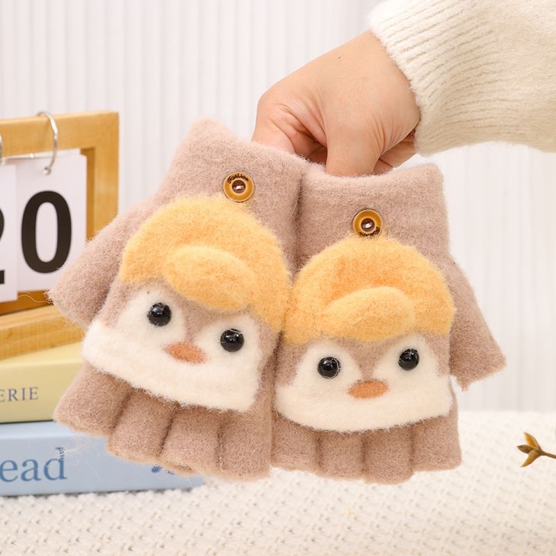 Dječje rukavice s flis podstavom, debele i tople, s preklopnim vrhom, za dječake i djevojčice, pogodne za učenike i pisanje