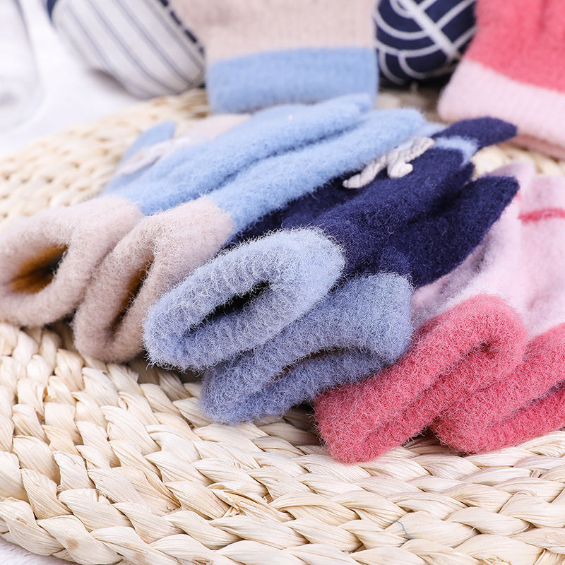 Dječje rukavice s flis podstavom, debele i tople, s preklopnim vrhom, za dječake i djevojčice, pogodne za učenike i pisanje