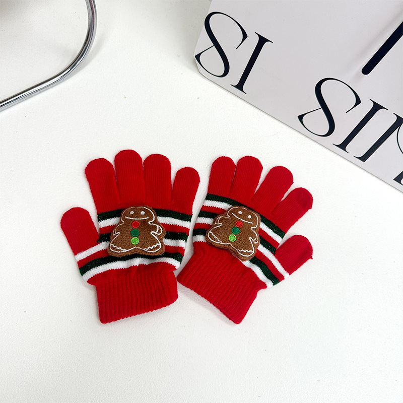 Dječje pletene rukavice s pet prstiju, plišane, crtani uzorak, tople, unisex, za djecu 3–11 godina, zima i jesen