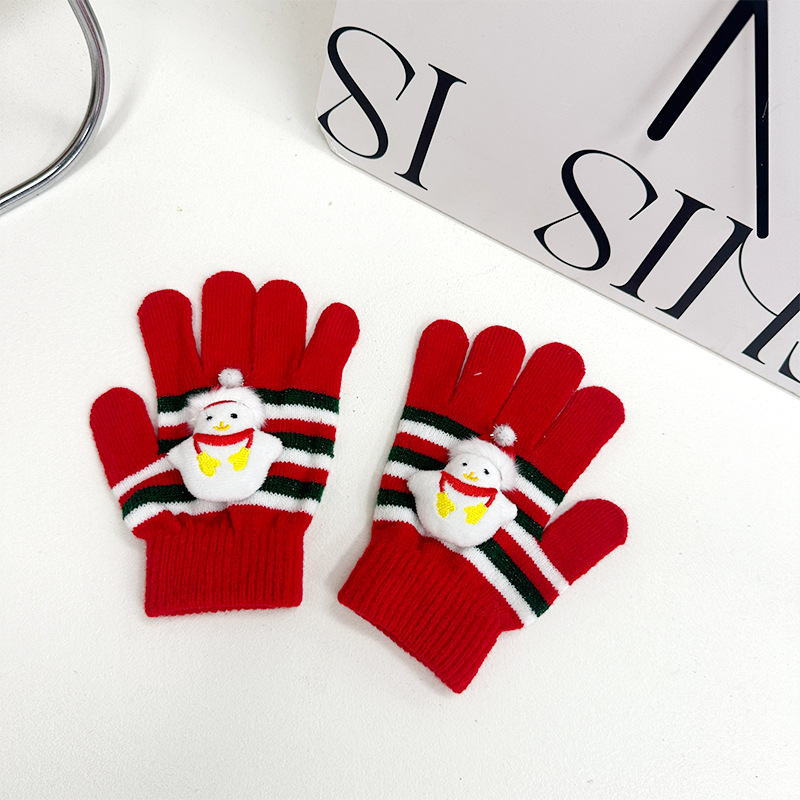 Dječje pletene rukavice s pet prstiju, plišane, crtani uzorak, tople, unisex, za djecu 3–11 godina, zima i jesen