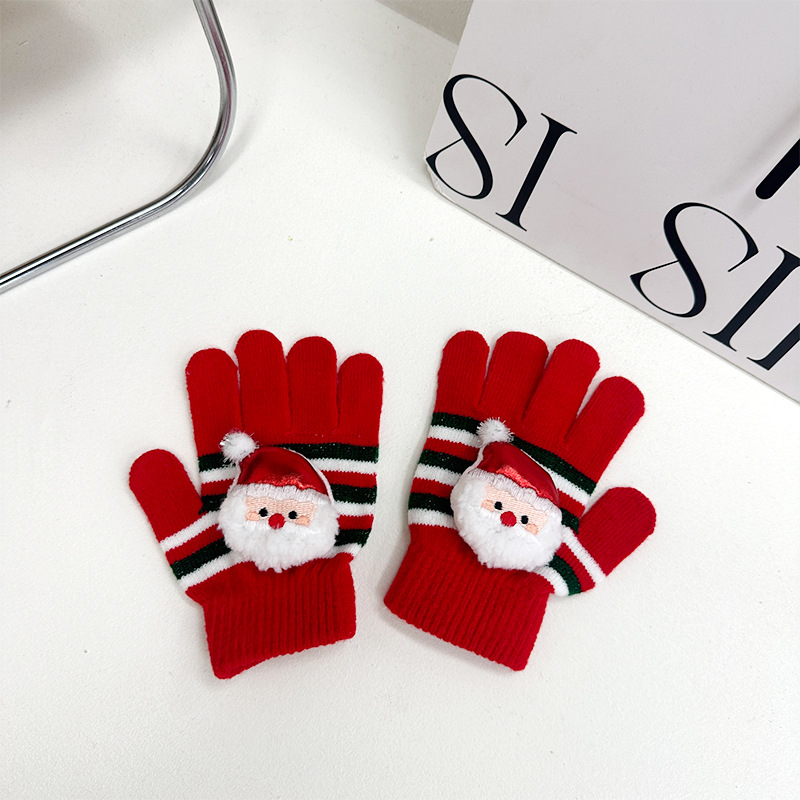 Dječje pletene rukavice s pet prstiju, plišane, crtani uzorak, tople, unisex, za djecu 3–11 godina, zima i jesen