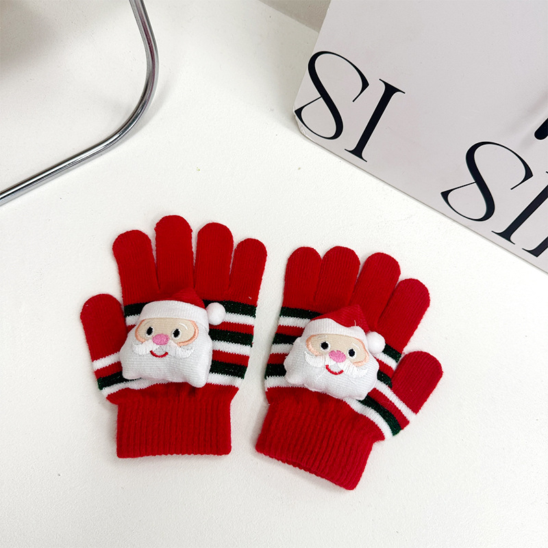 Dječje pletene rukavice s pet prstiju, plišane, crtani uzorak, tople, unisex, za djecu 3–11 godina, zima i jesen