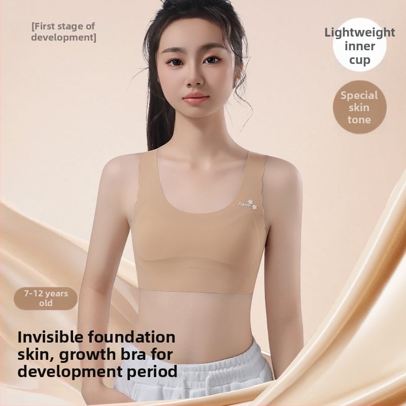 Ice Silk varrás nélküli gyermekeknek sportmelltartó, teljes kosár, zár nélkül, lélegző, Stage 1, 9–13 évesek