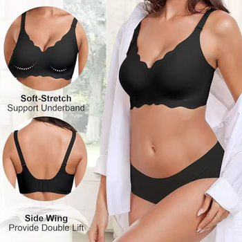 Sutien push-up fără cusur, cu bretele detașabile, cupă 3/4, material nylon cu căptușeală de spandex, Jelly Glue tehnologie