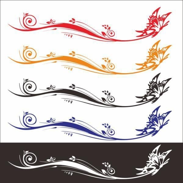 Рефлекторен автомобилен стикер с мотив пеперуда и цветя, устойчив на надрасквания, персонализиран, съвместим с общи модели (Лепило: капещо лепило; Тип: антиколизионна смес; Модел: Общ)