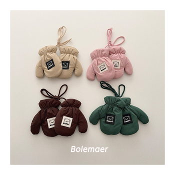 Dječje rukavice — kvilirane tople za vanjsku upotrebu, unisex, jesen/zima, korejski stil, rukavice s podijeljenim prstima, crtani dizajn