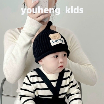 Dječja pletena kapa za jesen/zimu, 3D medo, za bebe i djevojčice, korejski stil
