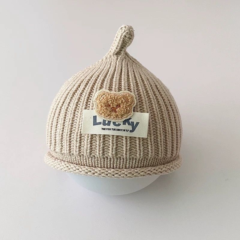 Dječja pletena kapa za jesen/zimu, 3D medo, za bebe i djevojčice, korejski stil