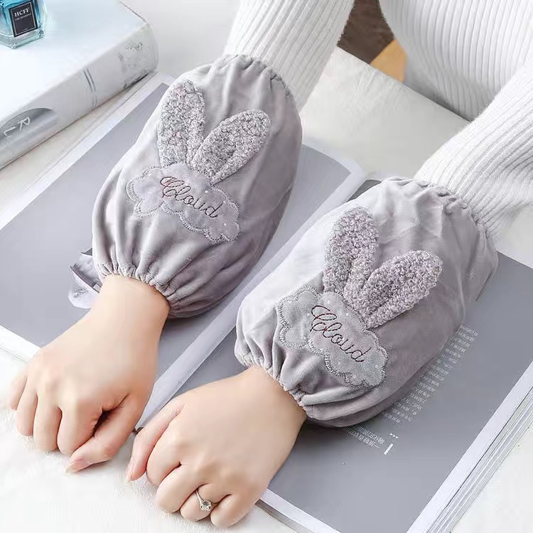 Sievietēm roku aizsargrūpēji mājas darbiem — karikatūras raksts, izšūts, pret netīrīšanu, kristāla samts materiāls, ziema- pavasaris- rudens