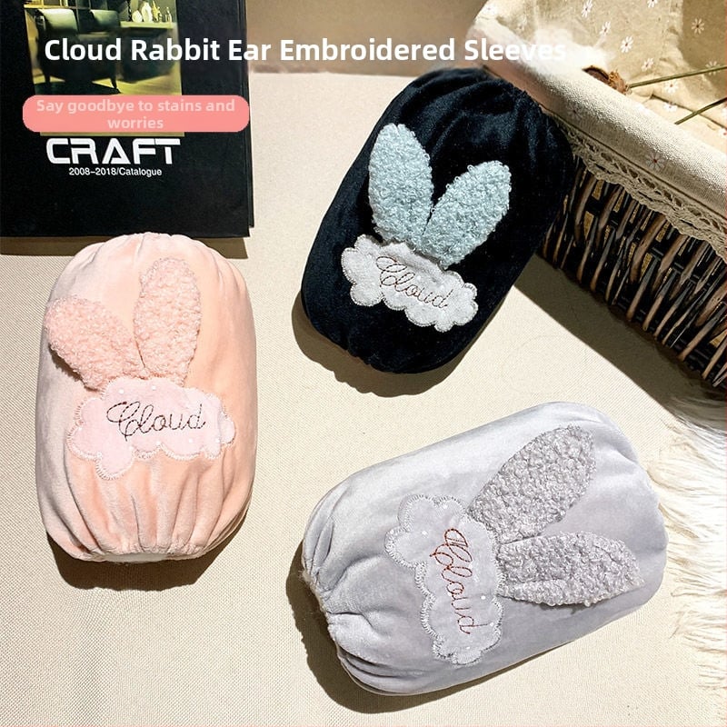 Sievietēm roku aizsargrūpēji mājas darbiem — karikatūras raksts, izšūts, pret netīrīšanu, kristāla samts materiāls, ziema- pavasaris- rudens