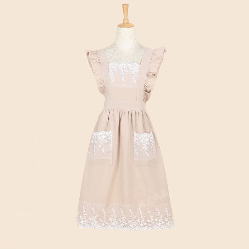 Korejskog stila bez rukava pregača s čipkom, od 100% pamuka, otporna na mrlje