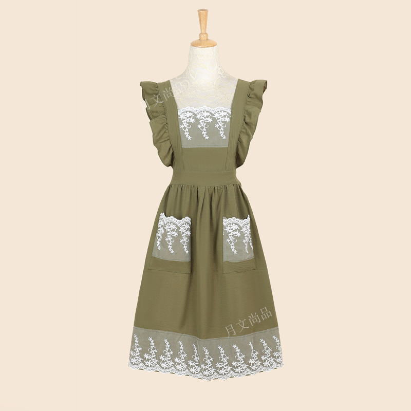 Korejskog stila bez rukava pregača s čipkom, od 100% pamuka, otporna na mrlje