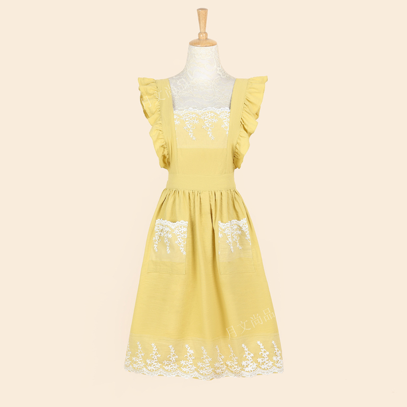 Korejskog stila bez rukava pregača s čipkom, od 100% pamuka, otporna na mrlje