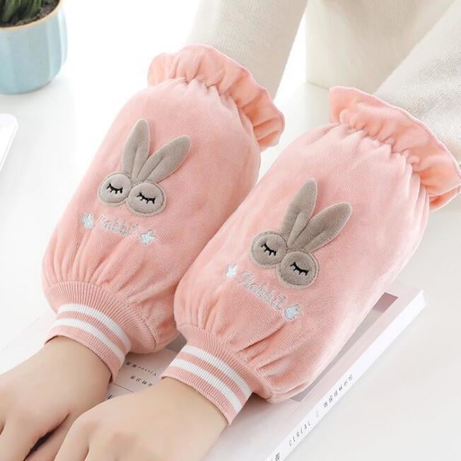 Bērnu zamatainas piedurkņu aizsargi ar zaķa rakstu, pret netīrumiem, multfilmas stilā