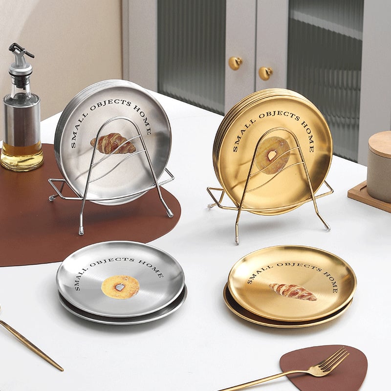 Nerūdijančio plieno kaulų indas, apvalios formos, šiaurietiškas stilius, keli raštai, paviršiaus spausdinimas