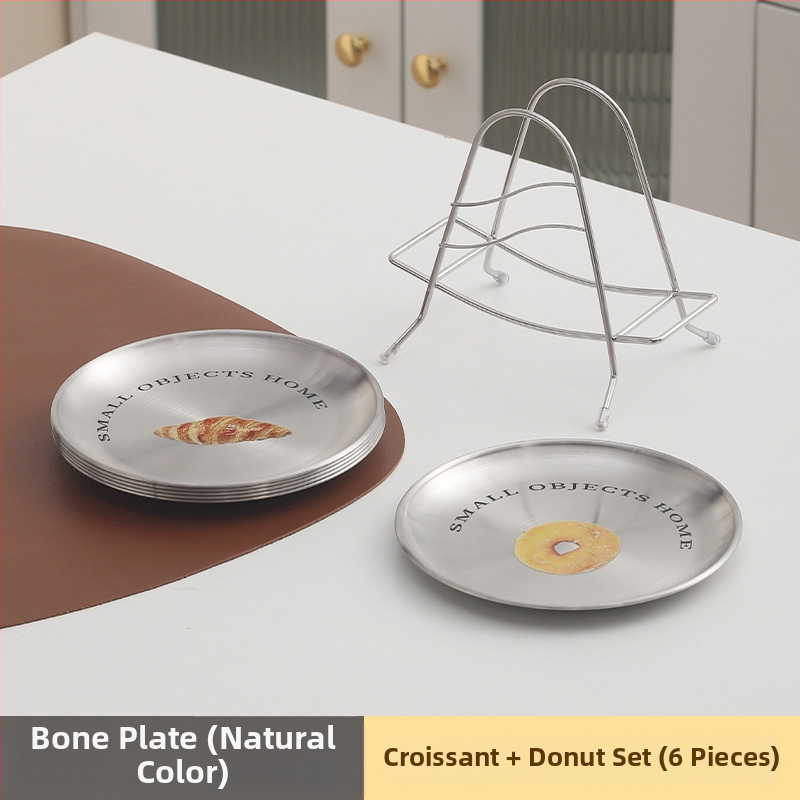 Nerūdijančio plieno kaulų indas, apvalios formos, šiaurietiškas stilius, keli raštai, paviršiaus spausdinimas