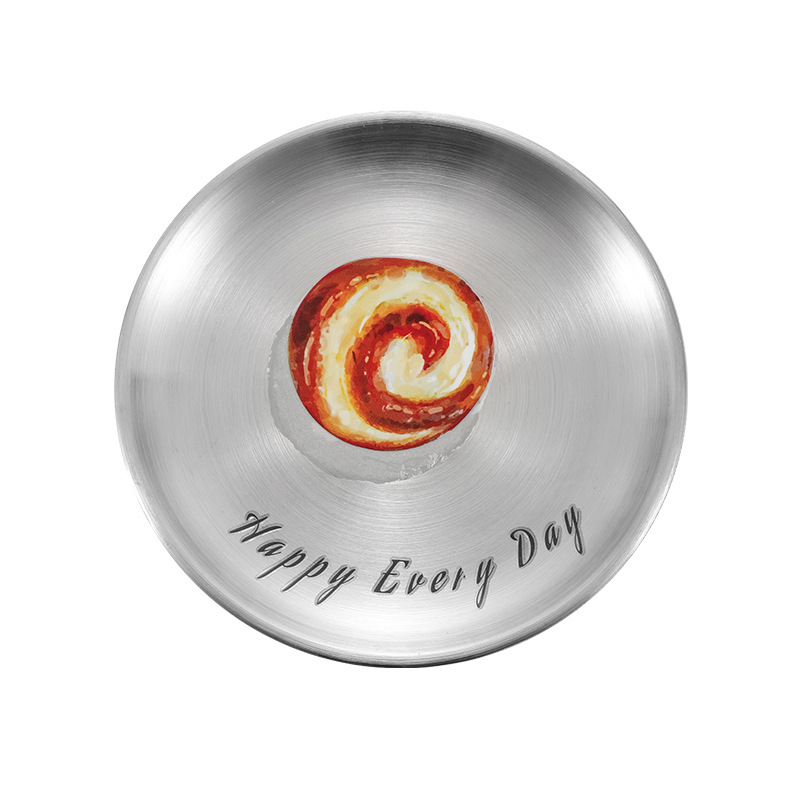 Nerūdijančio plieno kaulų lėkštčių rinkinys, apvalios formos, lengvo prabangos stiliaus, įvairūs raštai