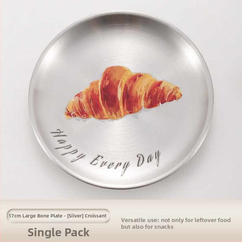 Nerūdijančio plieno kaulų lėkštčių rinkinys, apvalios formos, lengvo prabangos stiliaus, įvairūs raštai