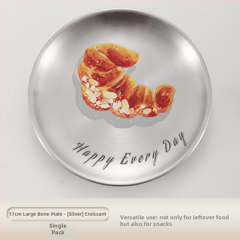 Nerūdijančio plieno kaulų lėkštčių rinkinys, apvalios formos, lengvo prabangos stiliaus, įvairūs raštai