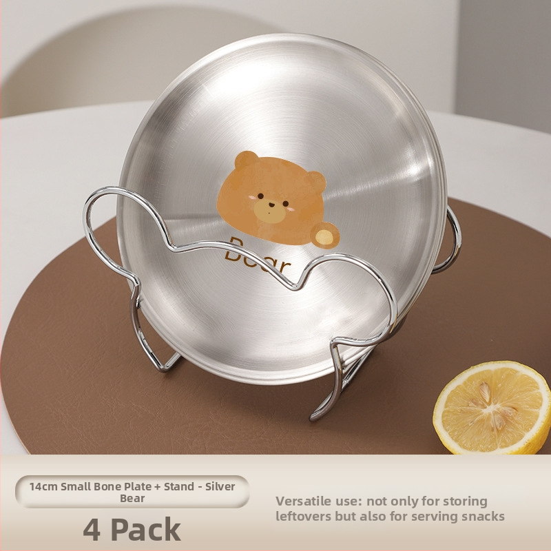 Nerūdijančio plieno kaulų lėkštčių rinkinys, apvalios formos, lengvo prabangos stiliaus, įvairūs raštai