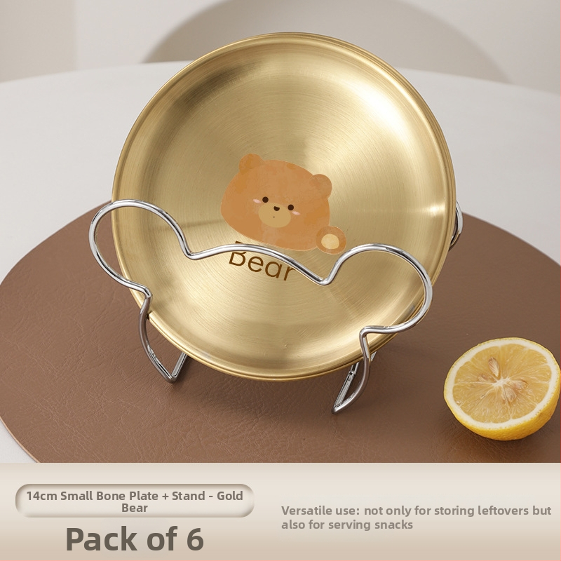 Nerūdijančio plieno kaulų lėkštčių rinkinys, apvalios formos, lengvo prabangos stiliaus, įvairūs raštai