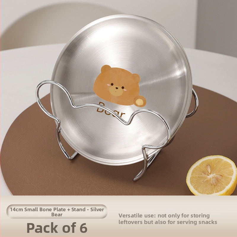 Nerūdijančio plieno kaulų lėkštčių rinkinys, apvalios formos, lengvo prabangos stiliaus, įvairūs raštai