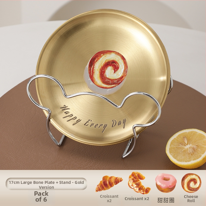 Nerūdijančio plieno kaulų lėkštčių rinkinys, apvalios formos, lengvo prabangos stiliaus, įvairūs raštai