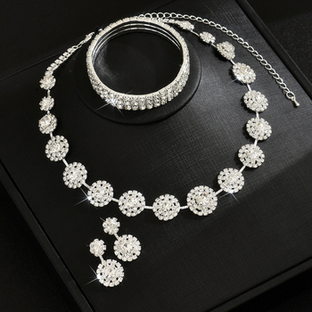 Set nakita s rhinestones: naušnice, ogrlica i narukvica; geometrijski lagani luksuzni stil; uzorak zvijezda/sunca i mjeseca, oblaci i svemir